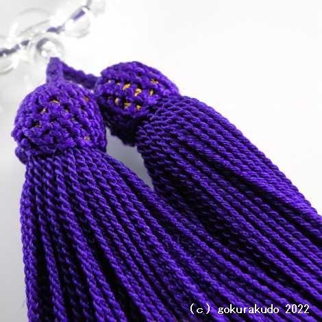 数珠 女性用 総透明ガラス 紫色人絹頭付き房 : 仏壇・仏具・数珠 極楽