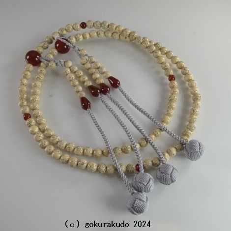 数珠 真言宗 尺2、主玉は星月菩提樹、（親・4天・つゆ）に瑪瑙