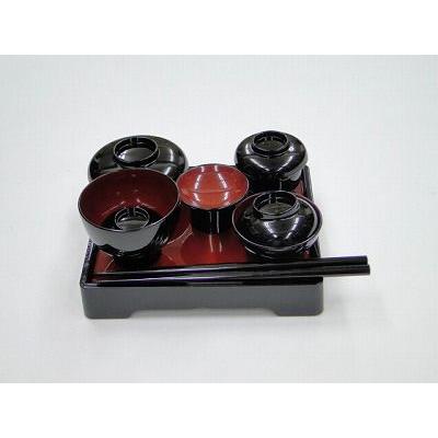 お膳・霊具膳/普及型プラスチック製御膳（黒・内朱）コンパクトサイズ