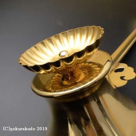 朝顔型柄香炉 丁番付 金メッキ（軽量）_14