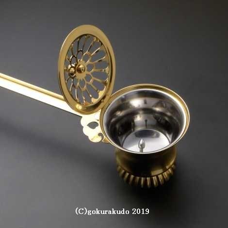 朝顔型柄香炉 丁番付 金メッキ（軽量）_3