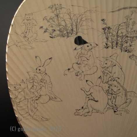 京うちわ 鳥獣人物戯画（烏帽子）（杉柄）｜gokurakudo｜03