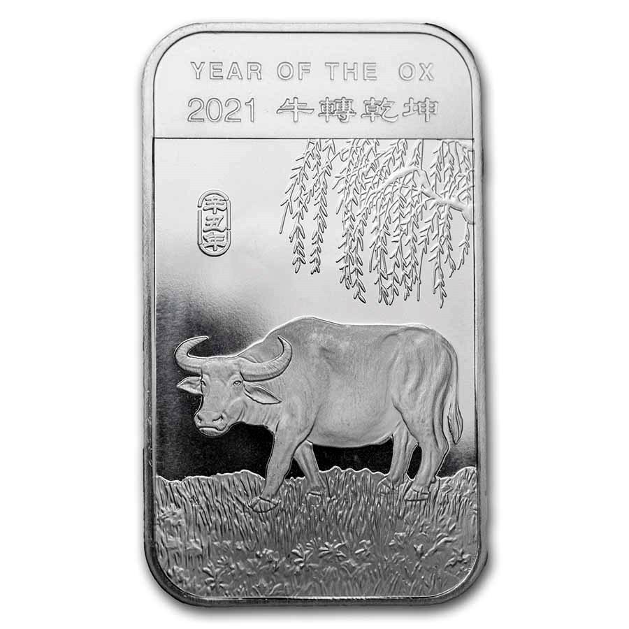 [保証書・カプセル付き] 2021年 (新品) アメリカ「干支 十二支・丑年 牛年」純銀 1オンス バー
