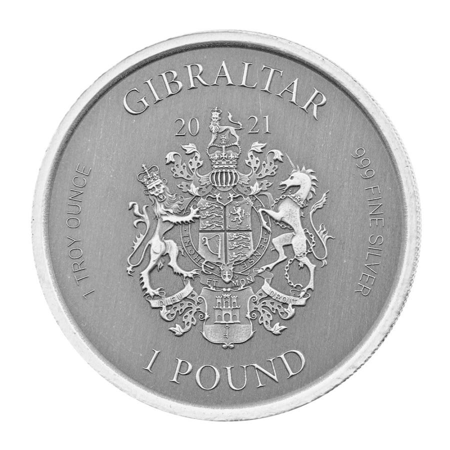 保証書・カプセル付き] 2021年 (新品) ジブラルタル「メドューサの頭」純銀 1オンス アンティーク 銀貨 蛇