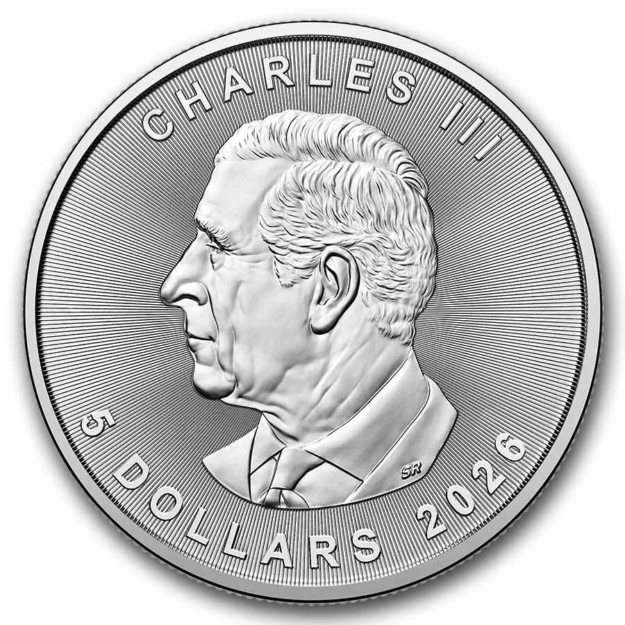 カナダ王室造幣局発行 メイプルリーフ銀貨 1オンス 純銀 1オンス　2枚売り① 保証書付き・ミントロール入り] 2026年 (新品) カナダ「メイプルリーフ