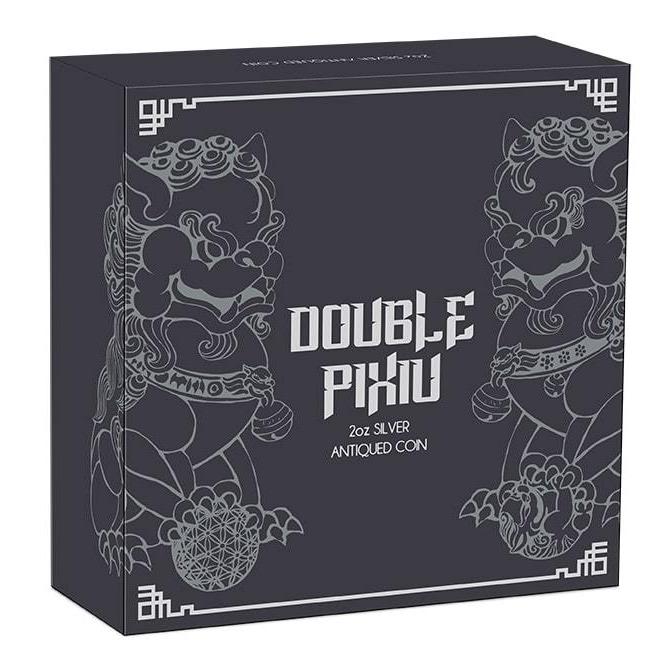 [保証書付き] 2021年 (新品) オーストラリア「ダブル 貔貅」純銀 2オンス アンティーク 銀貨_2