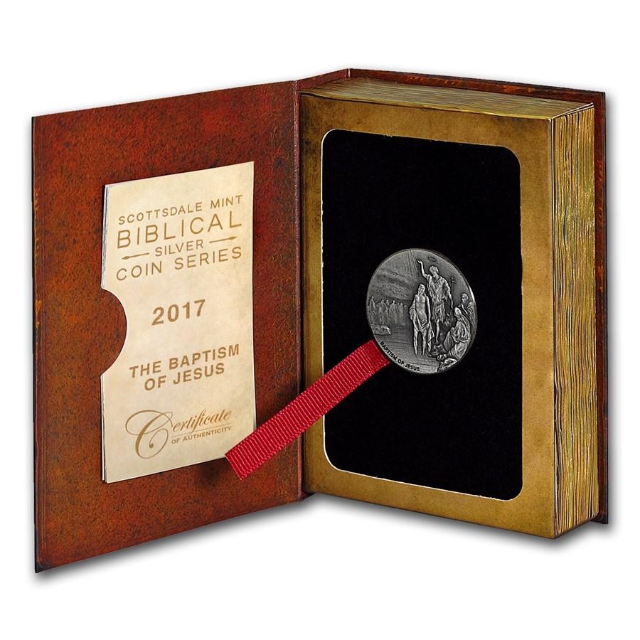 [保証書付き] 2017年 (新品) ニウエ「聖書シリーズ・イエスの洗礼」純銀 2オンス アンティーク 銀貨_3