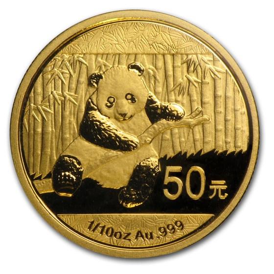 保証書・カプセル付き] 2014年 (新品) 中国「パンダ」純金 1/10オンス