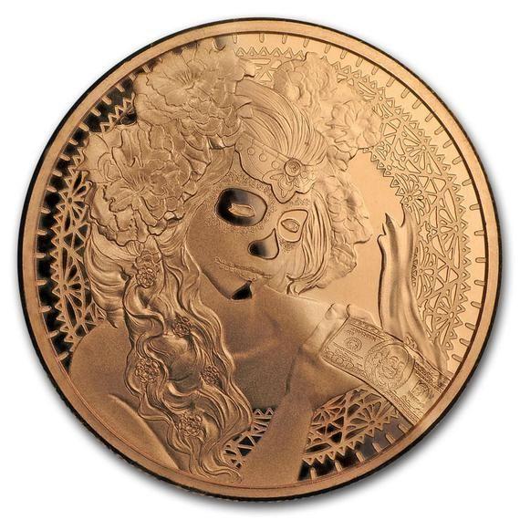 カプセル付き 2017年 新品 大切な人へのギフト探し 4年保証 アメリカ ドル 死者の日 28.35gm 1オンス 純銅 コイン お祝い日 銅貨