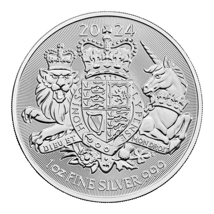 2024年　英国王室の紋章　ライオンとユニコーン　1オンス　銀貨 保証書・カプセル付き] 2024年 (新品) イギリス「英国王室の紋章