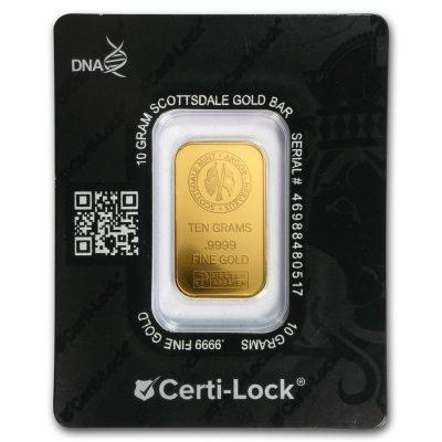 保証書付き] (新品) アメリカ 純金 10グラム インゴット バー 保証番号
