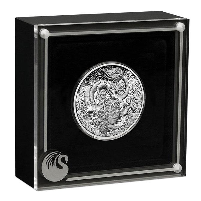[保証書・カプセル付き] 2021年 (新品) オーストラリア「ドラゴン・龍」純銀 2オンス ハイリリーフ プルーフ 銀貨