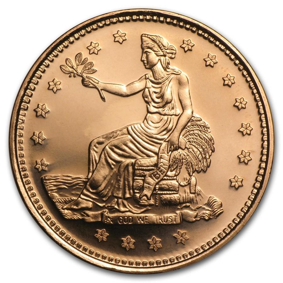 [カプセル付き] (新品) アメリカ「貿易 ドル」純銅・1オンス 28.35gm 銅貨 コイン｜gold-ichiba