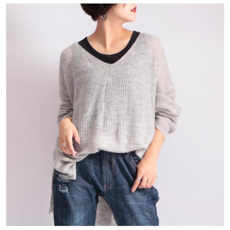 アウトレット 大きいサイズ レディース トップス ニット セーター Vネック ロング モヘヤ テールカット スリット 秋コーデ 冬 秋 3l 4l グレー ベージュ ゴ And P5036 大きいサイズ レディース Gold J 通販 Yahoo ショッピング