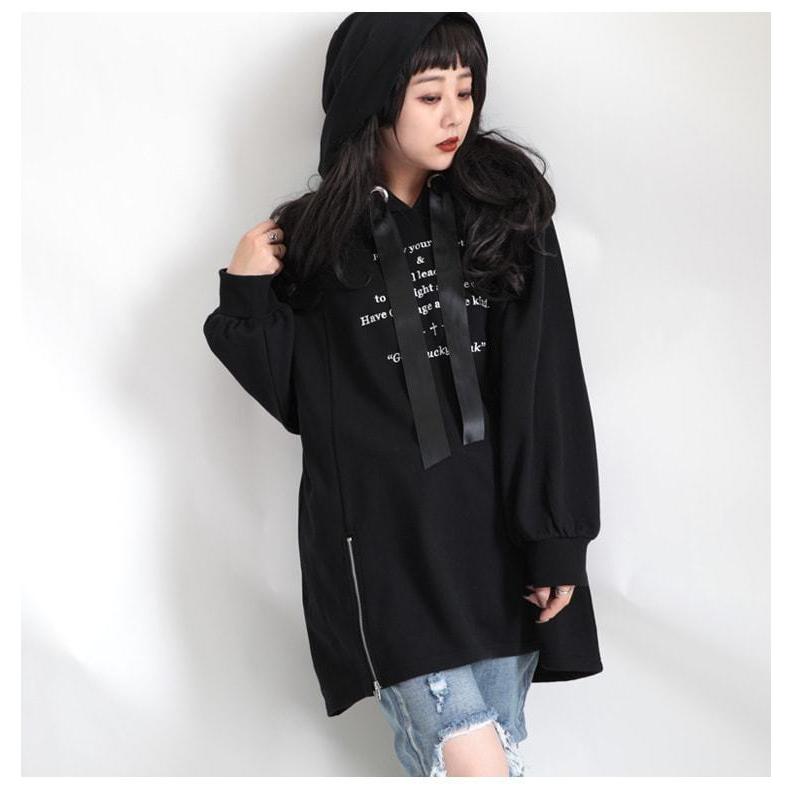 アウトレット 大きいサイズ レディース チュニック パーカー ロング ロゴ ジップ 長袖 地雷系 フード 冬コーデ 春 秋 Ll 2l 3l 4l 5l ブラック 黒 オフホワ Bai 0023 大きいサイズ レディース Gold J 通販 Yahoo ショッピング