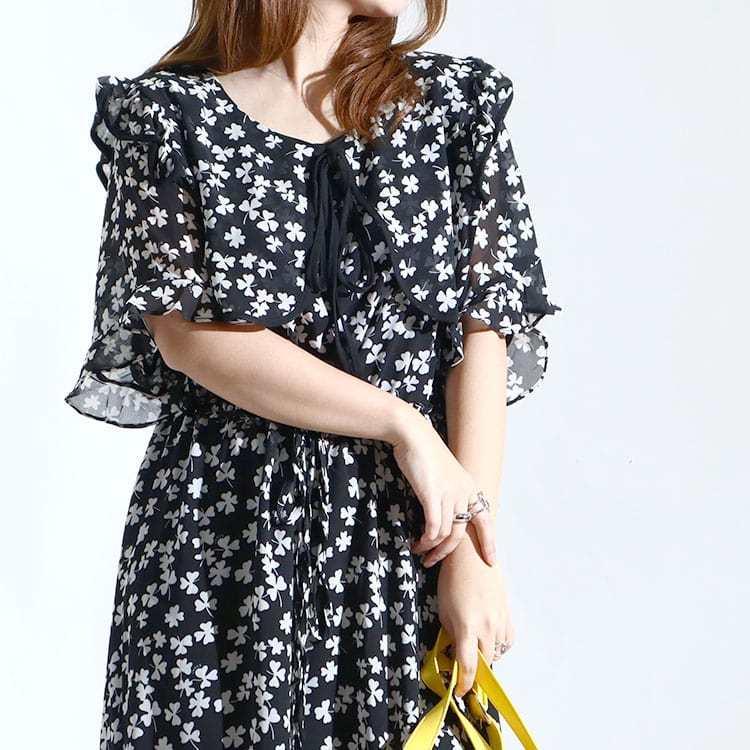 GOLDJAPAN 大きいサイズ レディース ワンピース クローバー柄 GOLDJAPAN 大きいサイズ レディース ワンピース クローバー柄