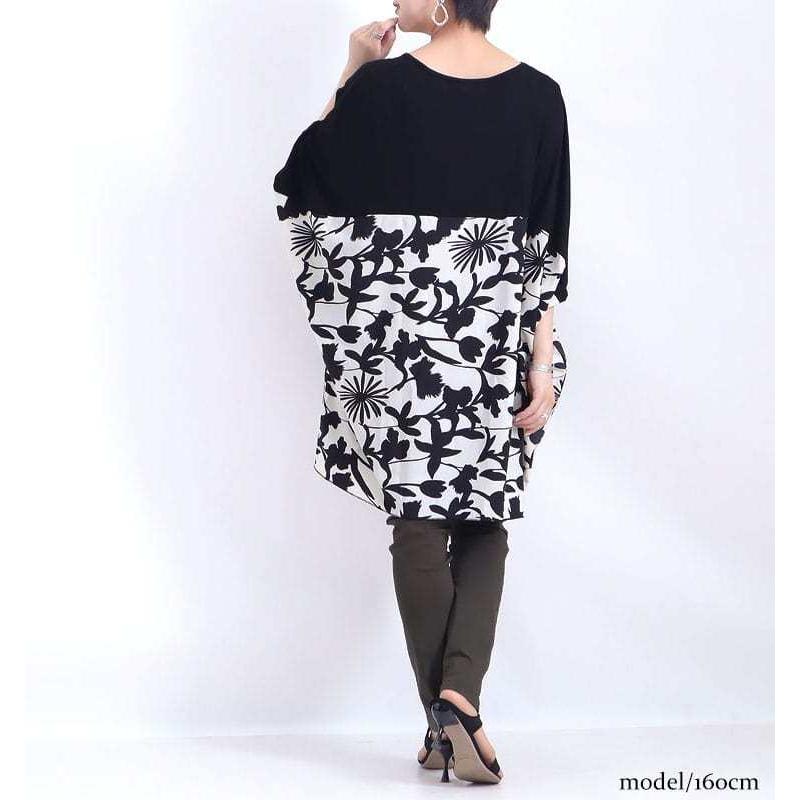 GOLDJAPAN 大きいサイズレディース チュニック シフォン切替花柄  