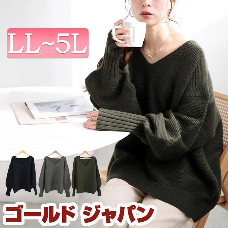 【美品】大きいサイズBlack&White レディースセーター GOLDJAPAN（ゴールドジャパン） 大きいサイズ レディース トップス