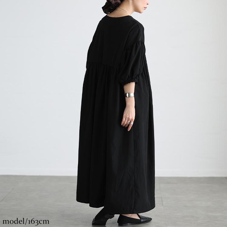 大きいサイズ レディース ワンピース ロング 半袖 Vネック 接触冷感 ギャザー ポケット フレア 春コーデ 春 夏 秋 LL 2L 3L 4L 5L ブラック 黒 グレージュ 爆買の画像