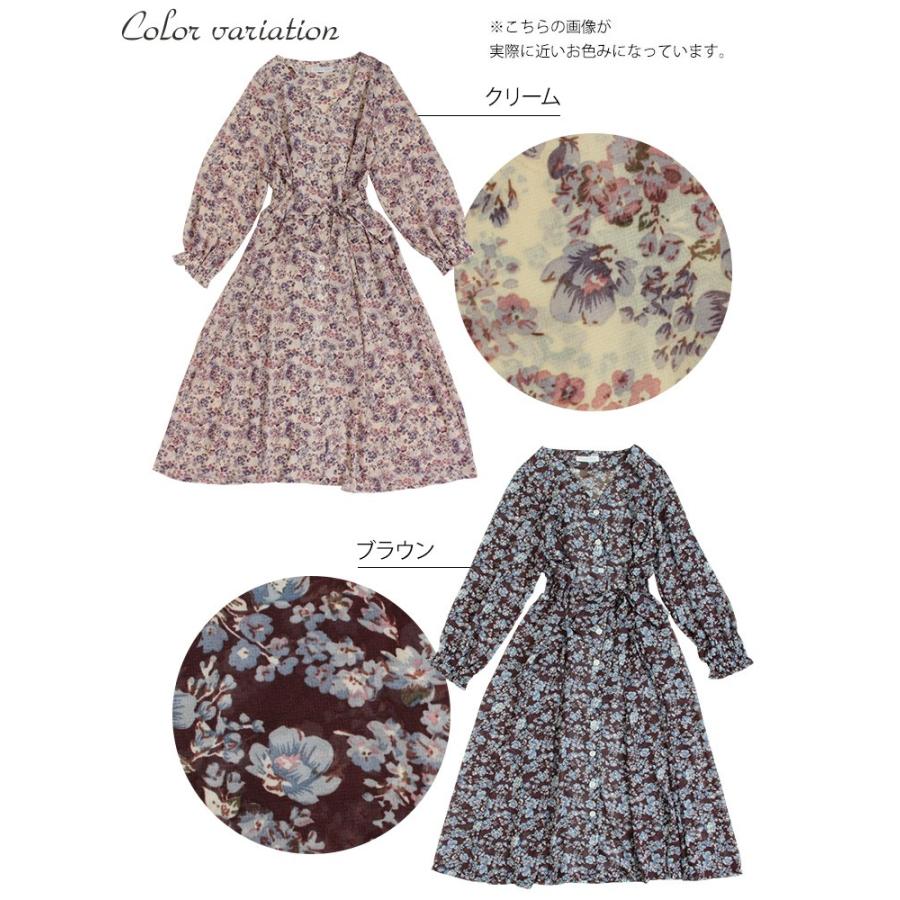 大きいサイズ レディース レディス ワンピース カーディガン 花柄 シフォン 長袖 ロング Vネック リボン 伸縮 春コーデ 3l 4l 5l クリーム ブラウン 夏 春 Maru 6384 大きいサイズ レディース Gold J 通販 Yahoo ショッピング
