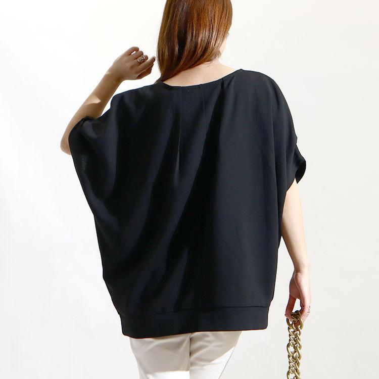大きいサイズ レディース トップス Tシャツ カットソー 接触冷感＆UVカット肩タックドルマン 半袖 春服 夏服 LL 2L 3L 4L 5L 黒 グレー パープル ネイビー | GOLDJAPAN | 15