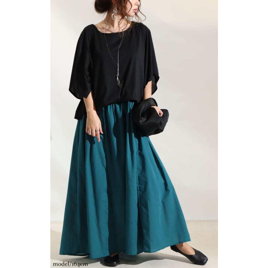 大きいサイズ レディース ワンピース 異素材ドッキングワンピース ワンピ 春服 夏服 LL 2L 3L 4L 5L カーキ グリーン パープル オレンジ レッド 白 紺 爆買の画像