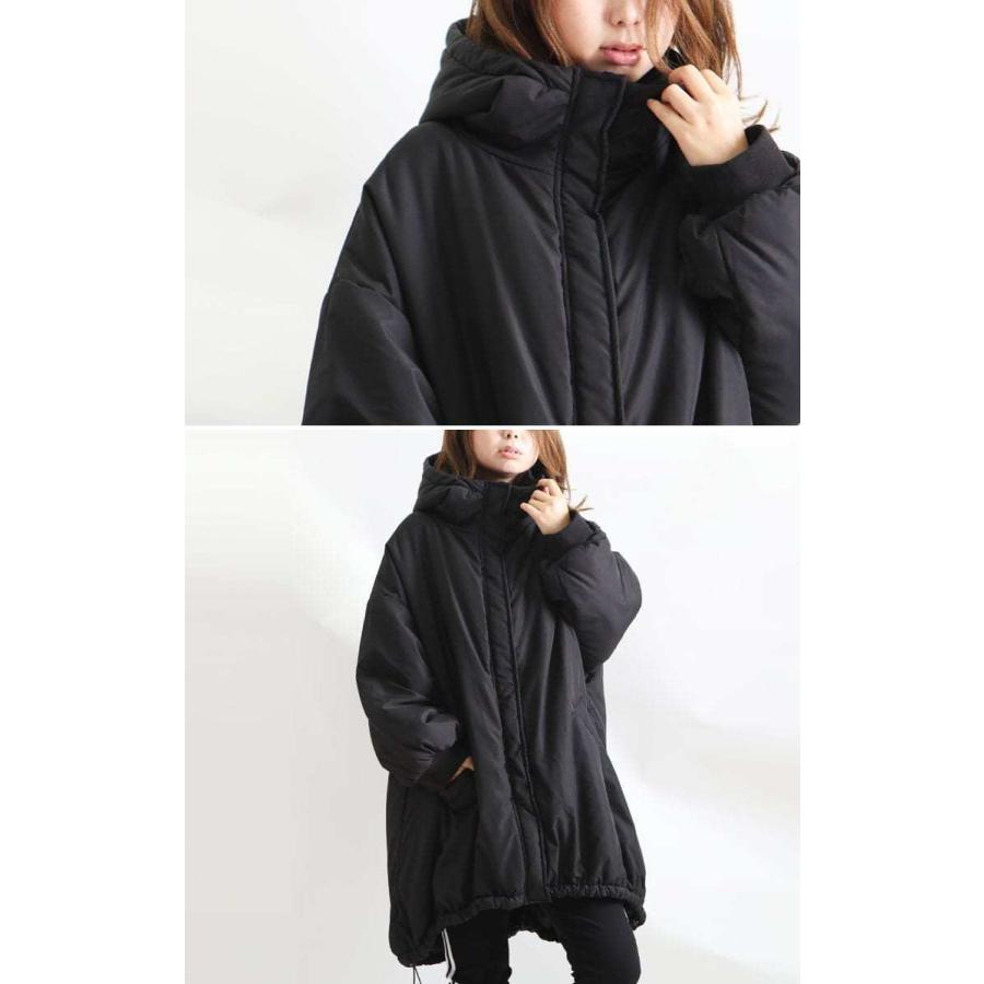 大きいサイズ レディース アウター コート モンスターコート パーカー 防寒 中綿 ボリューム袖 秋コーデ 秋 冬 LL 2L 3L 4L 5L ブラック 黒 ゴールドジャパン | GOLDJAPAN | 14