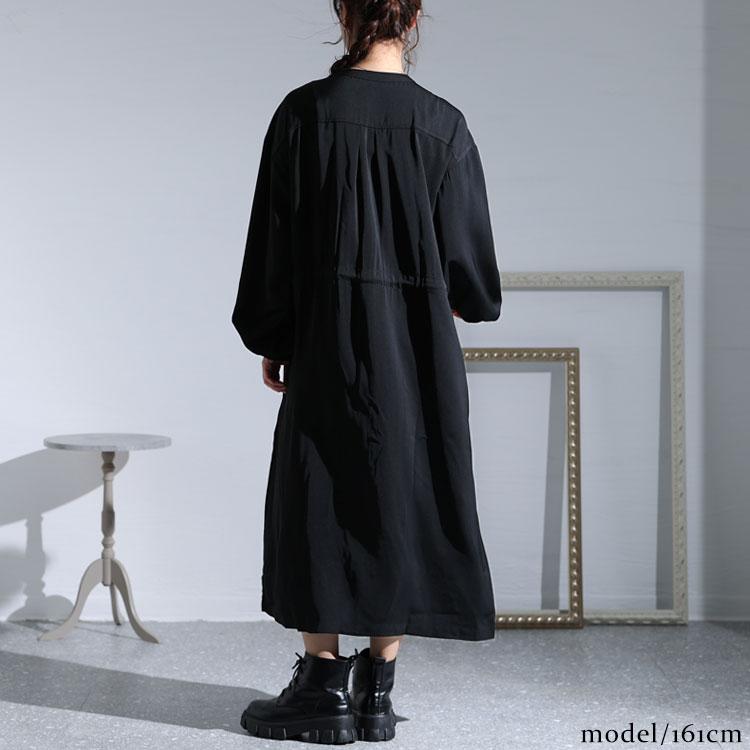 ブラック シャツワンピース ロング丈 ドローストリング y's Y's ワイズ