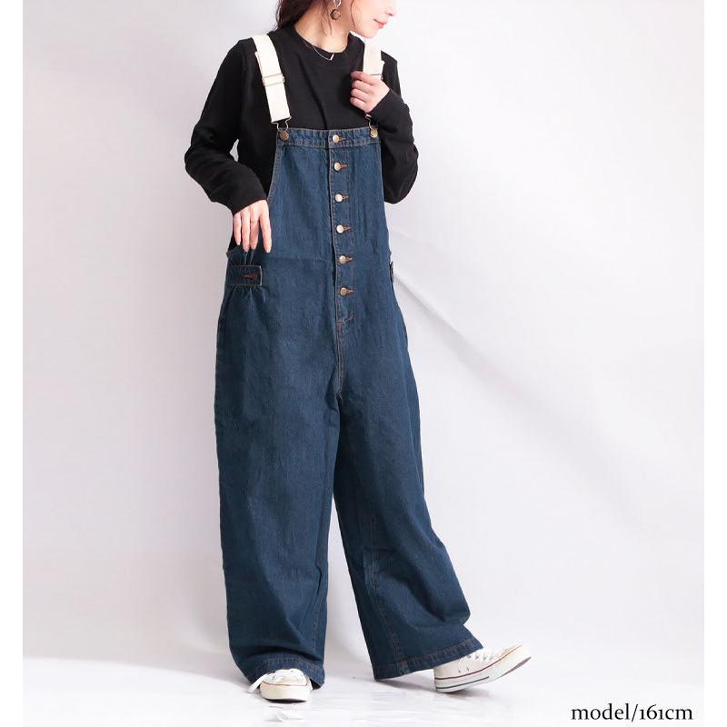 大きいサイズ レディース パンツ サロペット デニム ワイド コットン ポケット 秋コーデ 春 秋 夏 冬 Ll 2l 3l 4l ワンウォッシュ ネイビー ゴールドジャパン Wd 0280 大きいサイズ レディース Gold J 通販 Yahoo ショッピング