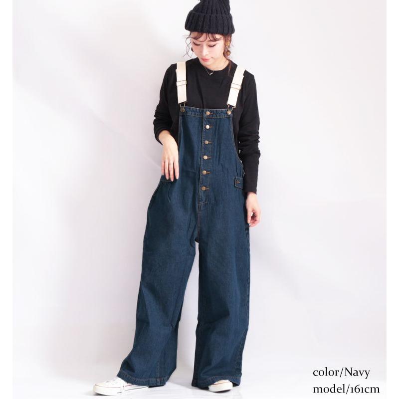 大きいサイズ レディース パンツ サロペット デニム ワイド コットン ポケット 秋コーデ 春 秋 夏 冬 Ll 2l 3l 4l ワンウォッシュ ネイビー ゴールドジャパン Wd 0280 大きいサイズ レディース Gold J 通販 Yahoo ショッピング