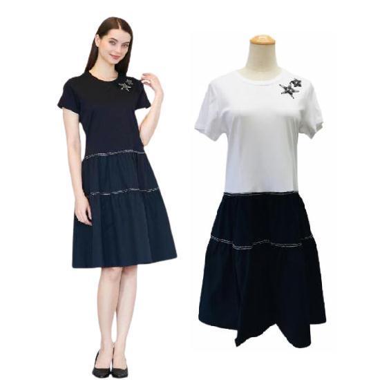 予約販売品 スーパービューティー Super Beauty 胸元ビーズ刺繍 タフタ ワンピース ホワイトl 42 Ll 44 大人かわいい服 爆安プライス Www Ladislexia Net