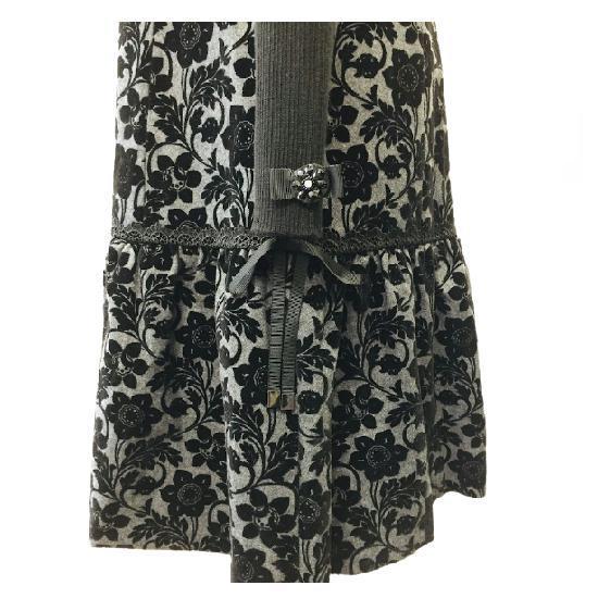 最安値 オーラボ スーパービューティ ミセス服 大人かわいい 期間限定ポイント１０倍 大人かわいい服 44 Ll グレー フロッキーワンピース 胸元ビジュー Beauty Super スーパービューティー ワンピース チュニック Majd Ir