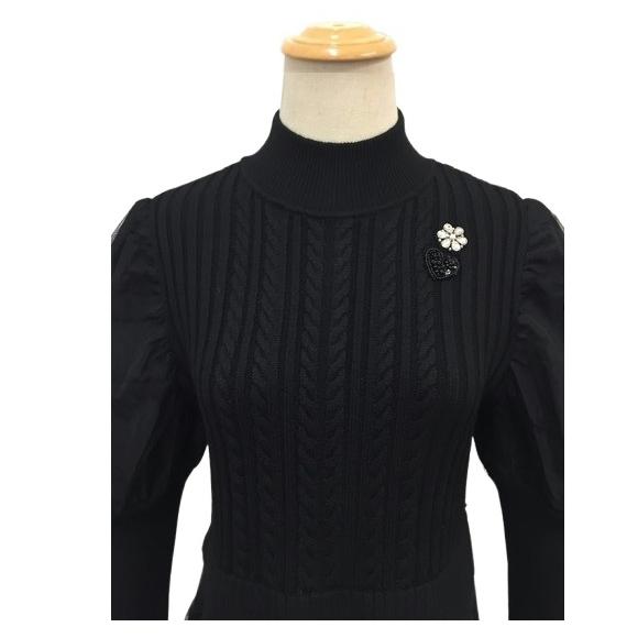 スーパービューティー ワンピース レイヤード風 タフタ ニッ トワンピ  