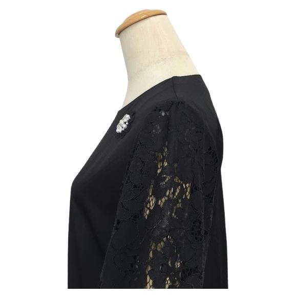 スーパービューティー♡ 袖レース　裾フリルデザインカットソーチュニック スーパービューティー♡ 袖レース 裾フリルデザインカットソー