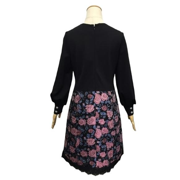 あみ　スーパービューティー秋冬カタログ掲載　ブルー薔薇織ワンピース44XL 新商品 スーパービューティー秋冬カタログ掲載 ブルー薔薇織