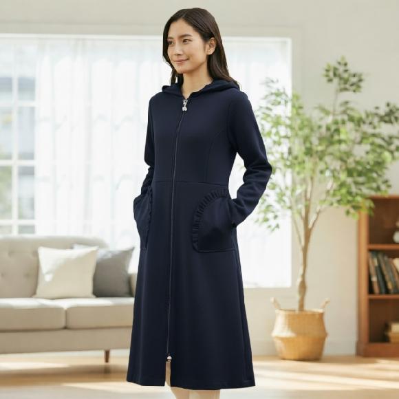 Toilette トワレ ボンディング フーディコート 427-027 ネイビー 軽量 