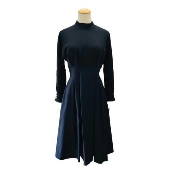 ポンヌフ ワンピース ストレッチ ロングワンピ ネイビー M ジルエット 