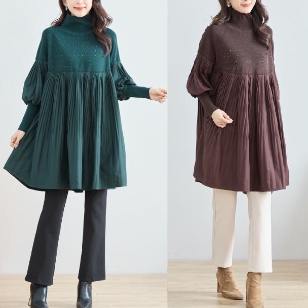 チュニック ラインストーン付 ニットプリーツ C31-642A TRUBE M〜L