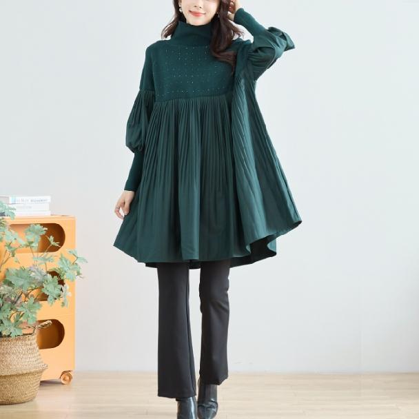 チュニック ラインストーン付 ニットプリーツ C31-642A TRUBE M〜L