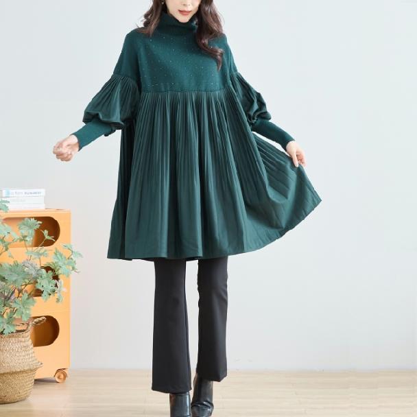 チュニック ラインストーン付 ニットプリーツ C31-642A TRUBE M〜L