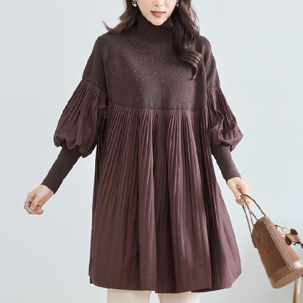 チュニック ラインストーン付 ニットプリーツ C31-642A TRUBE M〜L