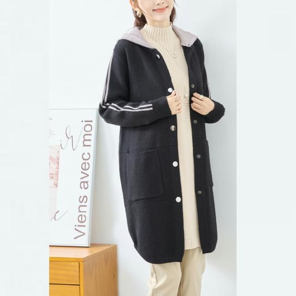 TRUBE ミセス フード付コート 配色ライン ロングパーカー R32-280 M〜L