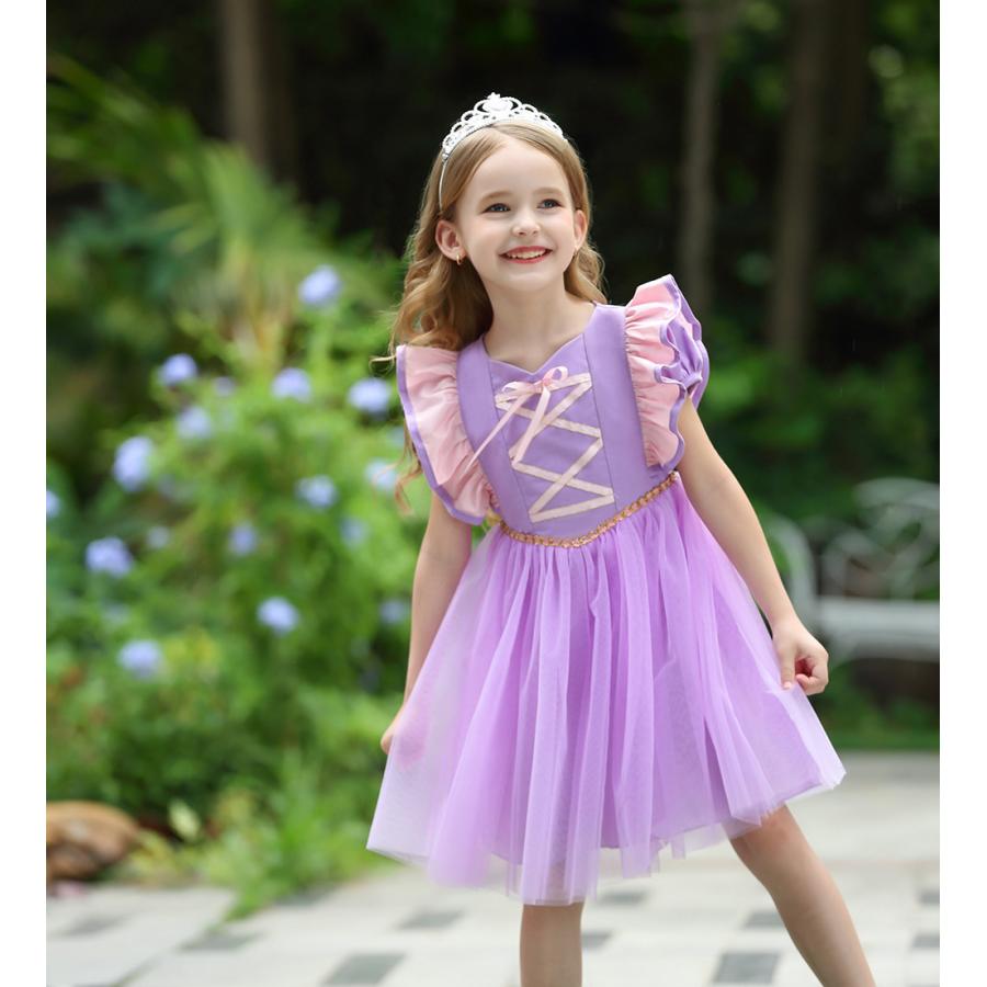 【さらママ】ドール　赤ちゃん　ドレス　服　ぶどう　チアガール　ハロウィン 送料無料 プリンセス ラプンツェルドレス パープル ハロウィン