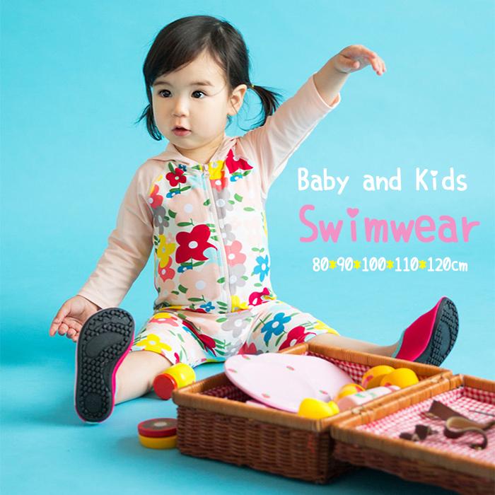 ベビー 水着 赤ちゃん 帽子付き 女の子 可愛い 花柄 ロンパース 子供用 こども おしゃれ プール 海 保証書付