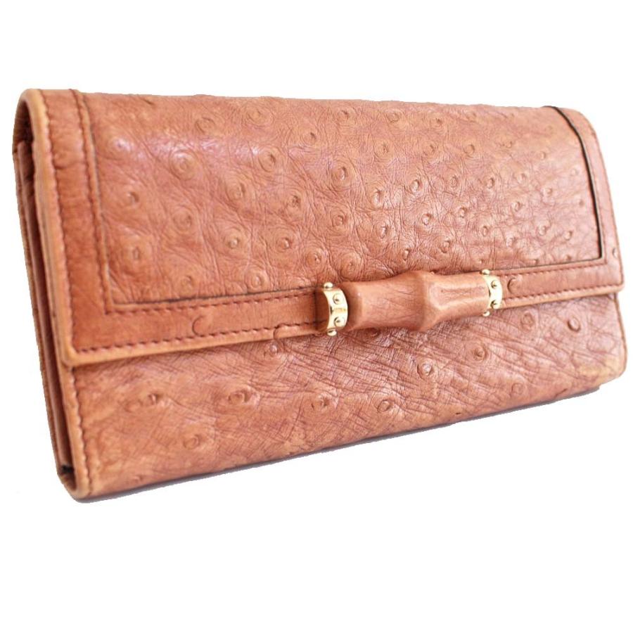 高級感 グッチ バンブー 二つ折り 長財布 レディース オーストリッチ レザー ブラウン 中古 送料無料 Gucci 完売 Toscelikspecialsteel Com