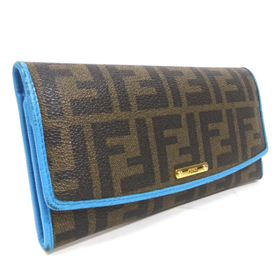 フェンディ ズッカ 三つ折り長財布 長財布 レディース Pvc レザー ブラウン ブルー 8m0326 中古 送料無料 Fendi Is Mt ゴールドエコヤフー店 通販 Yahoo ショッピング