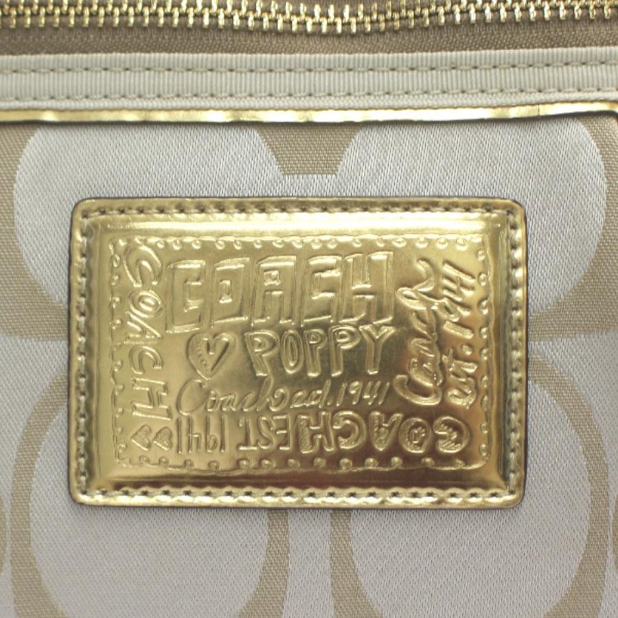 COACH コーチ ポピー シグネチャー 2way ベージュ ゴールド金具 キャンバス /レザー 15317 ショルダーバッグ ハンドバッグ レディース 600897 【中古】 B (目立った傷や汚れなし)】COACH コーチ ポピー シグネチャー 2way