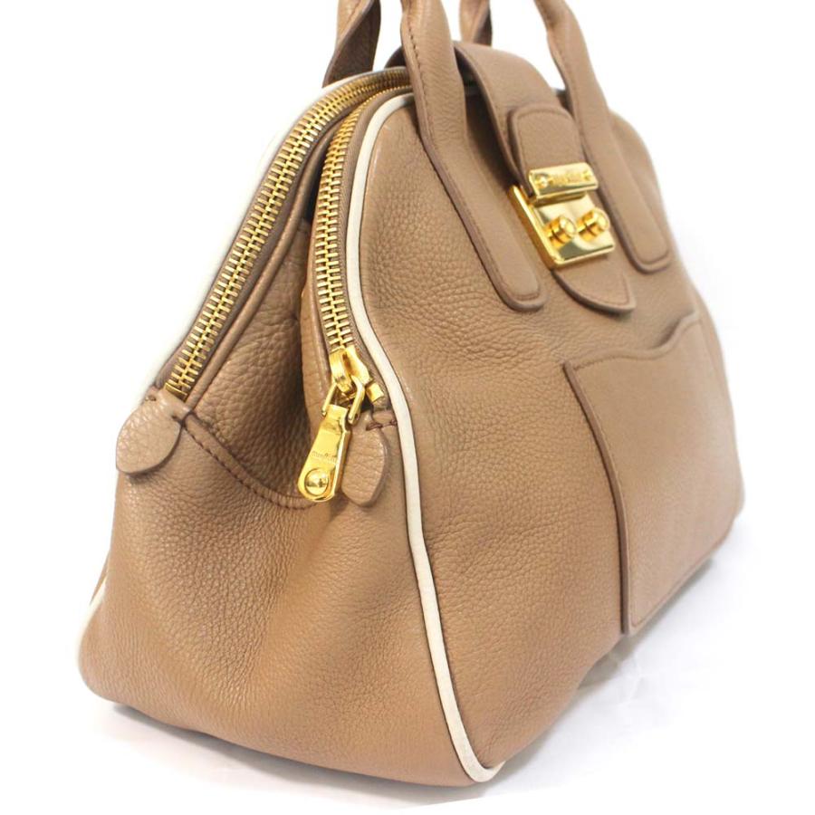 miu miu ベージュ レザー 2wayハンドバッグ miu miu（ミュウミュウ） ベージュ レザー ハンドバッグ ショルダー