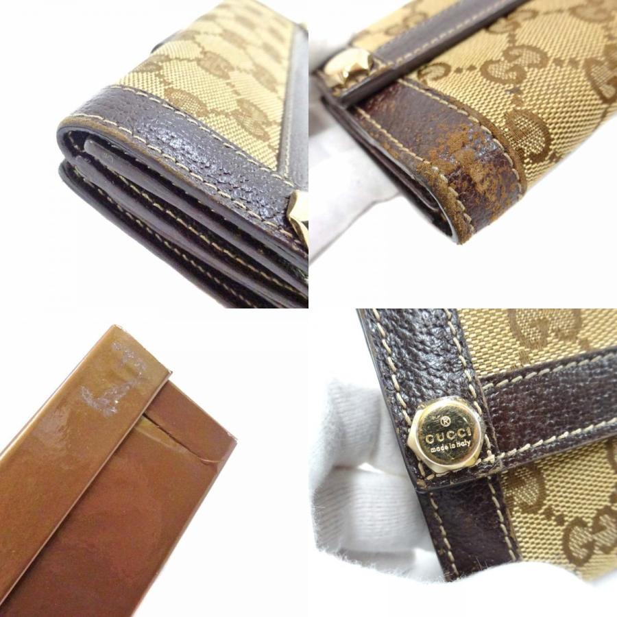 【正規品】 グッチ GGキャンバス レザー 長財布 Wホック ブラウン GUCCI グッチ レディース 長財布 GGキャンバス Wホック 角スレ有