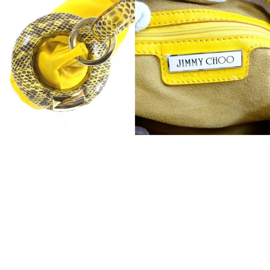 美品 JIMMY CHOO ジミーチュウ ラムスキン ゴールド金具 ハンドバッグ ジミーチュウ パイソン ハンドル チャーム ハンドバッグ レディース